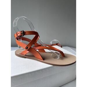 Dolce&Gabbana leather flat orange strap sandals size 36